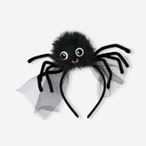 Black spider costume hairband for adults, perfect for party costumes, featuring spider web design and creepy spider accents.