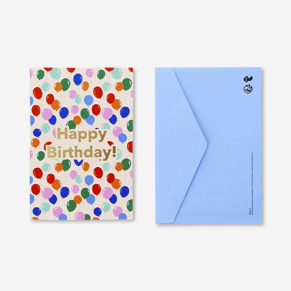 Office birthday card featuring colorful balloons with the Flying Tiger Copenhagen brand, perfect for celebrating special occasions.