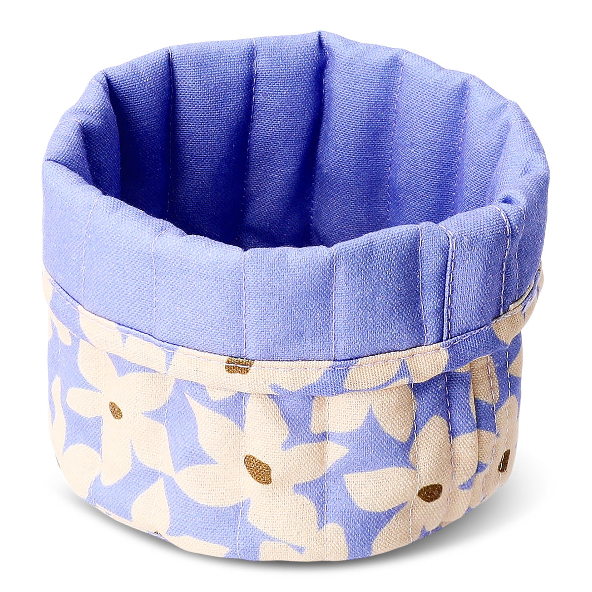 Flying Tiger Copenhagen floral print textile storage basket, 14 cm, ideal for organizing small items in home decor.