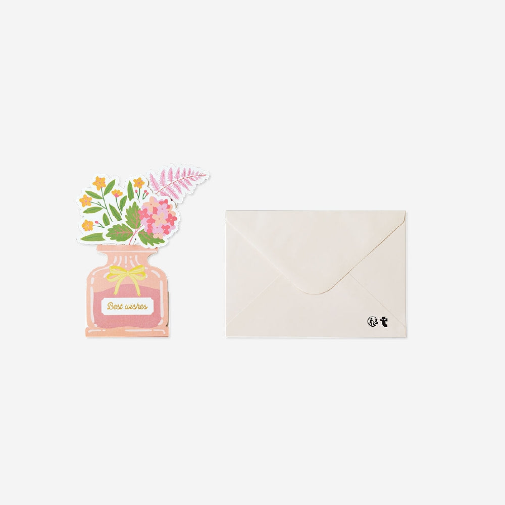 Office greetings card with a flower vase design from Flying Tiger Copenhagen, featuring colorful floral artwork on the front.