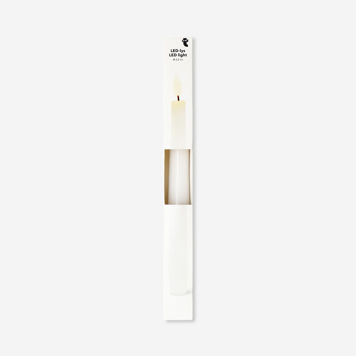 White LED dinner candle from Flying Tiger Copenhagen, home decor lighting with a realistic flickering flame effect.
