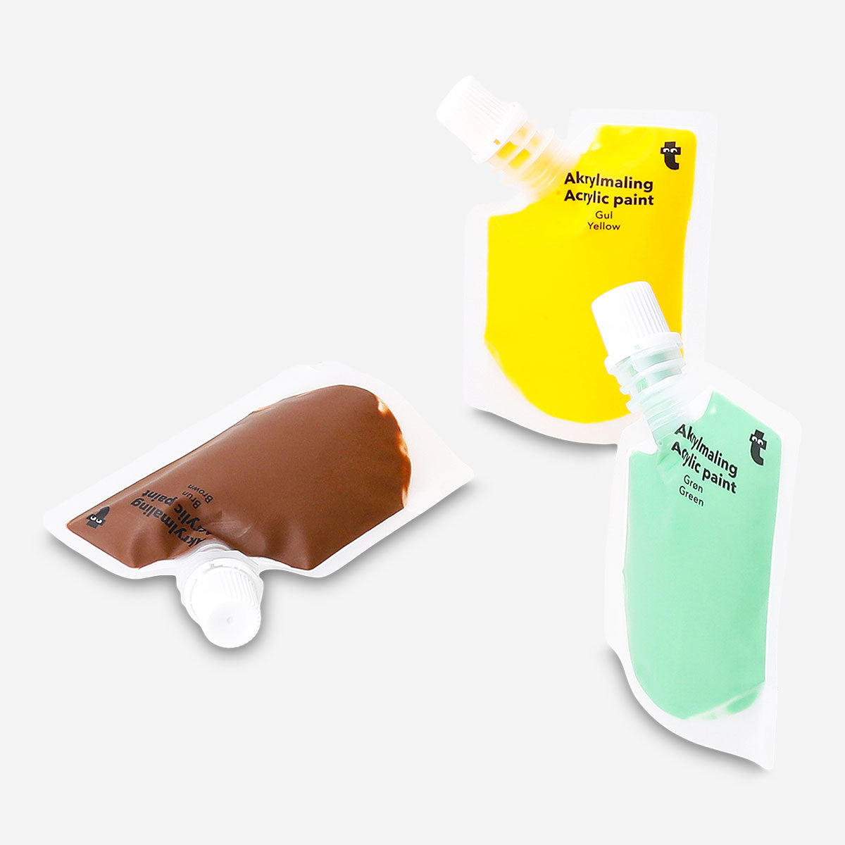 Set of three acrylic paint bottles for arts and crafts by Flying Tiger Copenhagen, perfect for hobby painting projects.