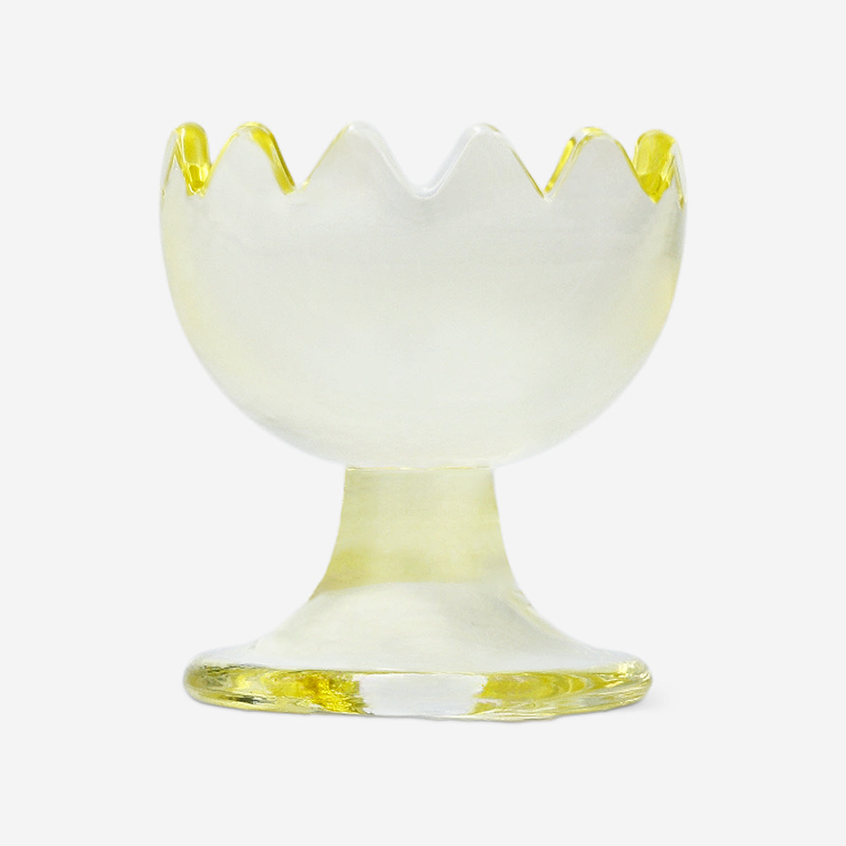 Frosted yellow glass egg cup