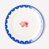 Round 21 cm ceramic plate featuring a Christmas pig design from Flying Tiger Copenhagen, perfect for holiday kitchen decor.