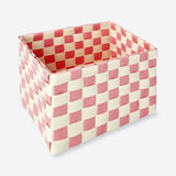 Pink woven storage basket - 18 cm
