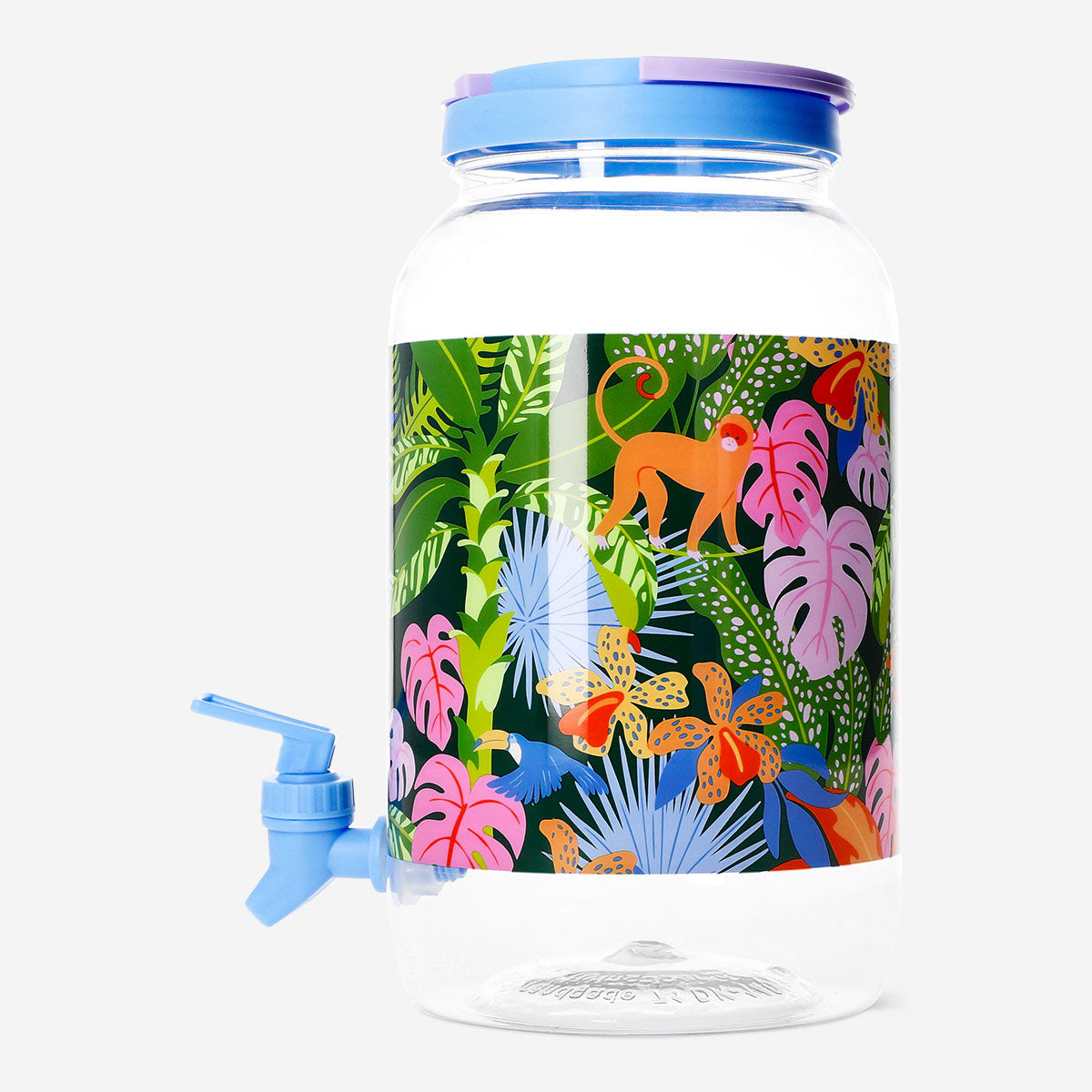 Flying Tiger Copenhagen party drink dispenser with 5 cups, clear plastic container for serving beverages at gatherings.