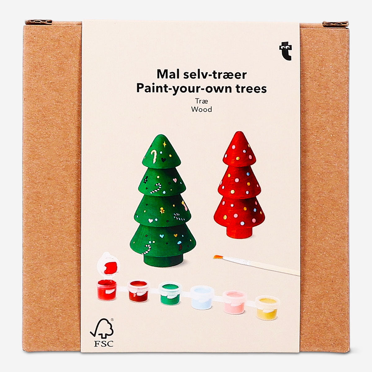 DIY wooden Christmas tree craft kit by Flying Tiger Copenhagen featuring natural wooden pieces for holiday decoration.