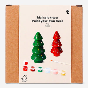 DIY wooden Christmas tree craft kit by Flying Tiger Copenhagen featuring natural wooden pieces for holiday decoration.