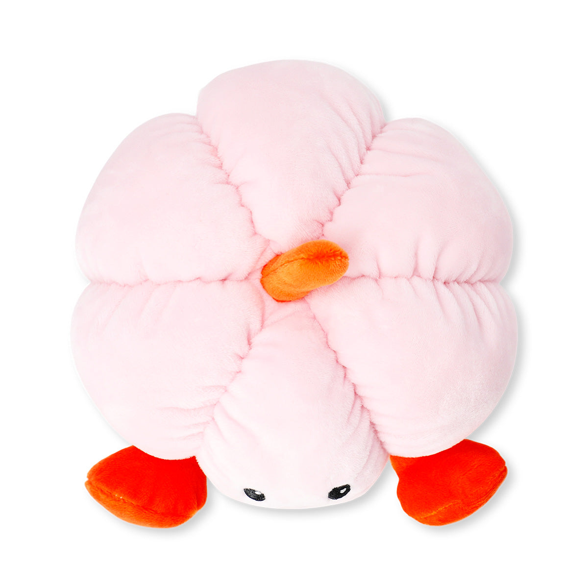 Soft plush toy of a smiling pumpkin from Flying Tiger Copenhagen, featuring orange fabric and embroidered facial features.