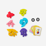 Bloques de construcción y tarjetas con imágenes