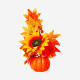 Decorative pumpkin and sunflower flower arrangement, 20 cm, Flying Tiger Copenhagen home decor accessory with vibrant floral details.