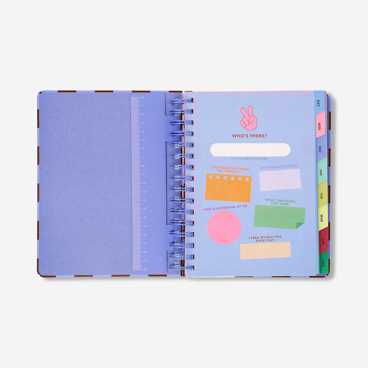 Chequered Flying Tiger Copenhagen study planner for 2026-2027 with weekly and monthly pages, office organizer in English.