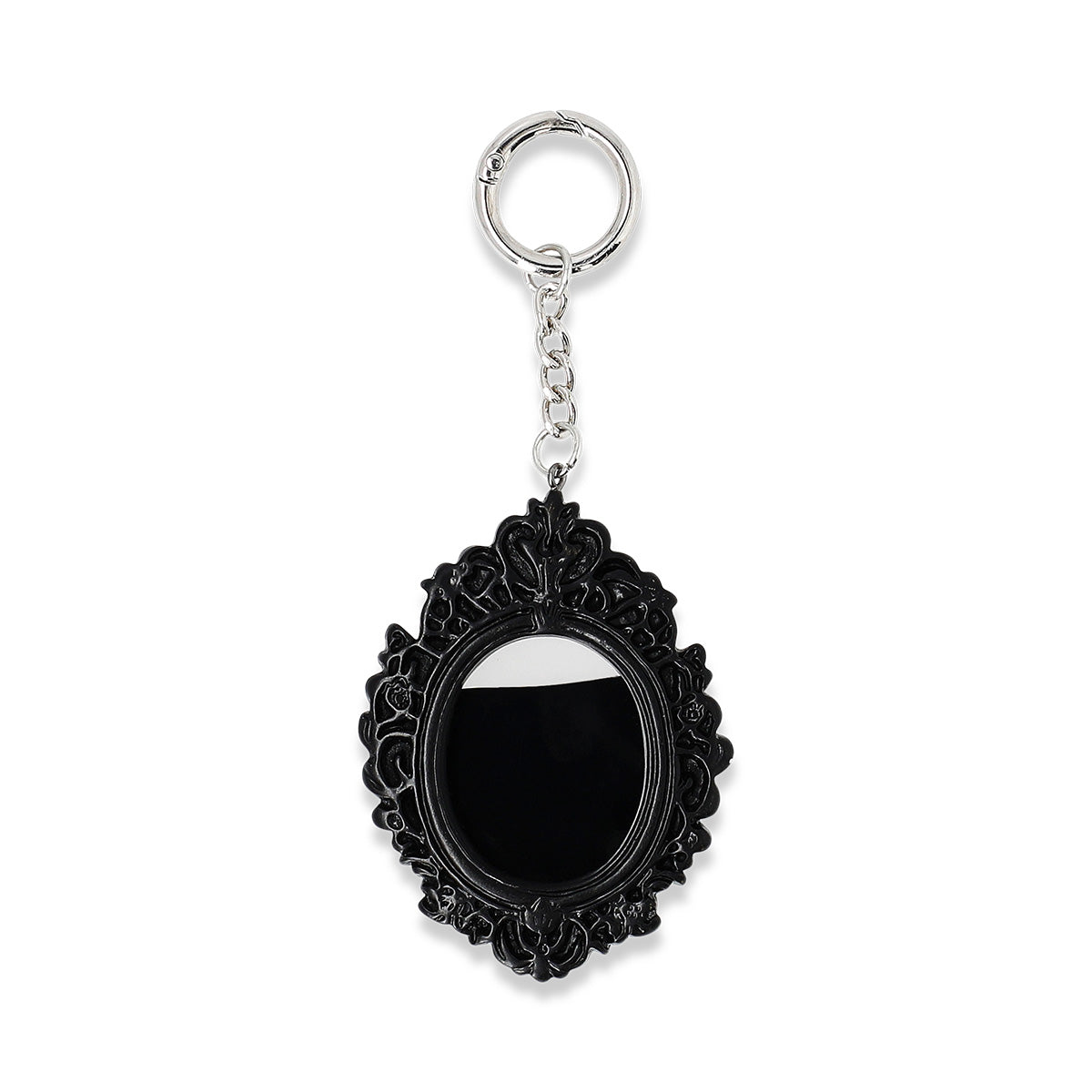 Flying Tiger Copenhagen gothic picture frame keyring made of textile with a dark, gothic design and intricate details.