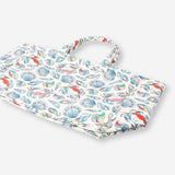 Fabric shopper bag with seashell pattern