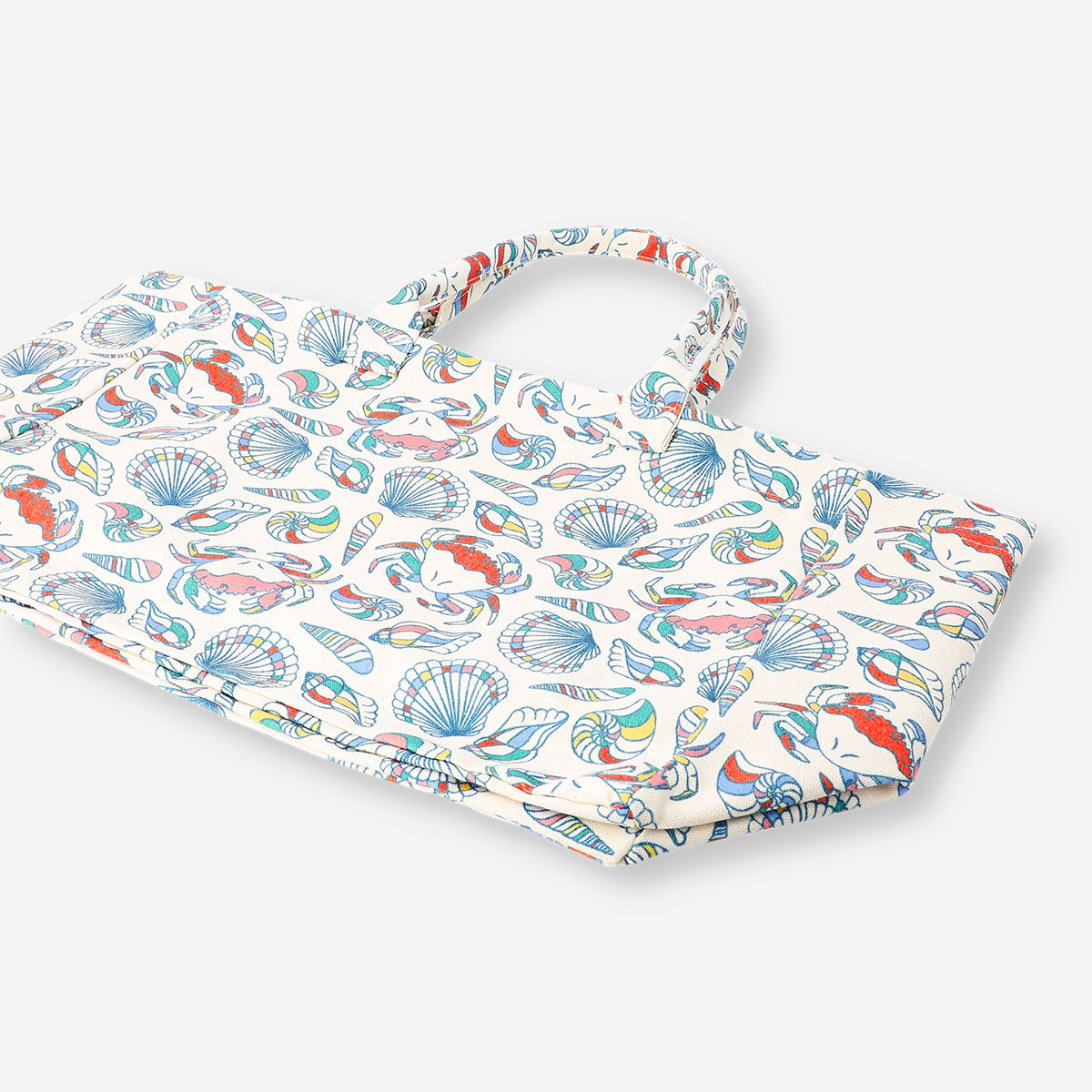 Fabric shopper bag with seashell pattern