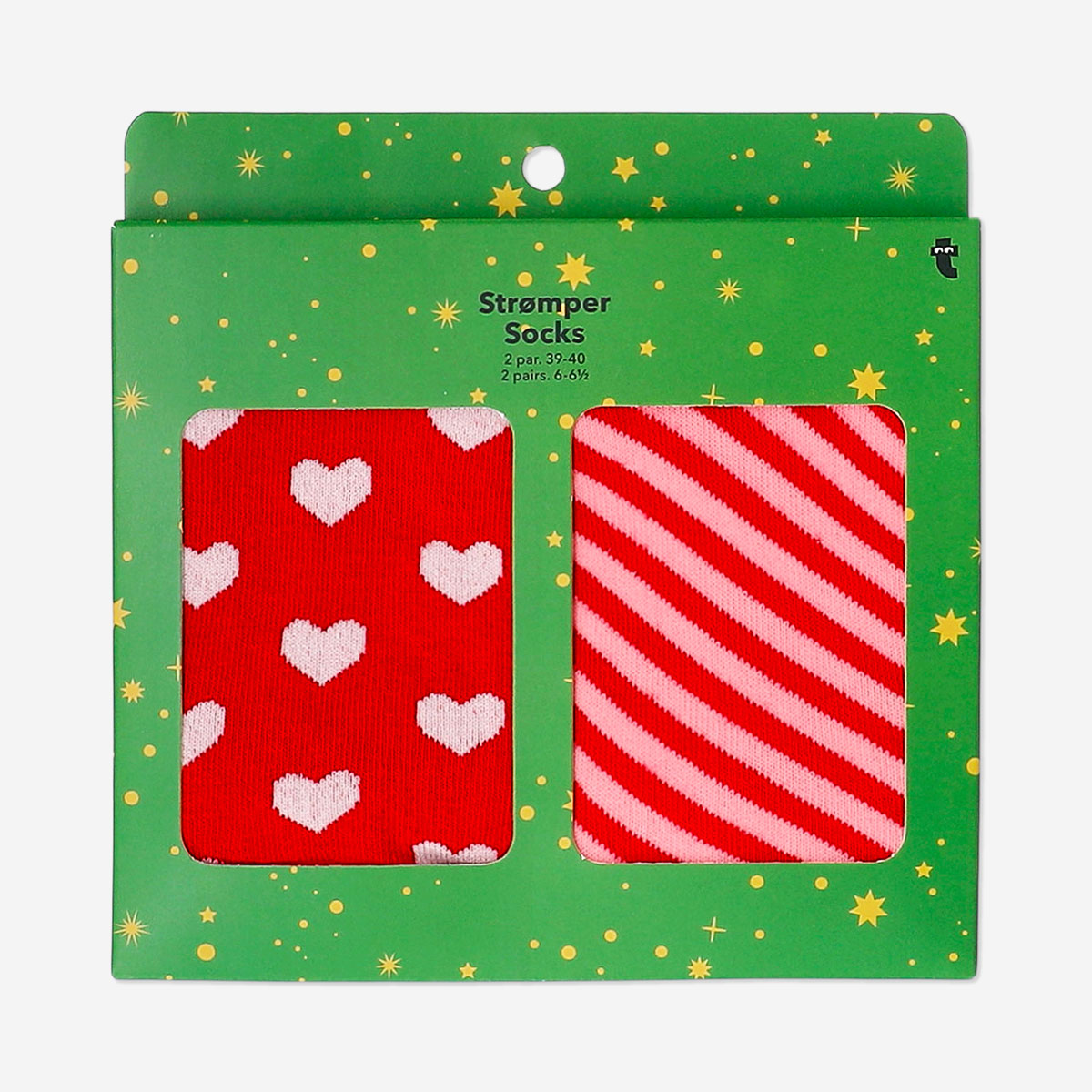 Gift set of Christmas socks with green trim - Size 39/41