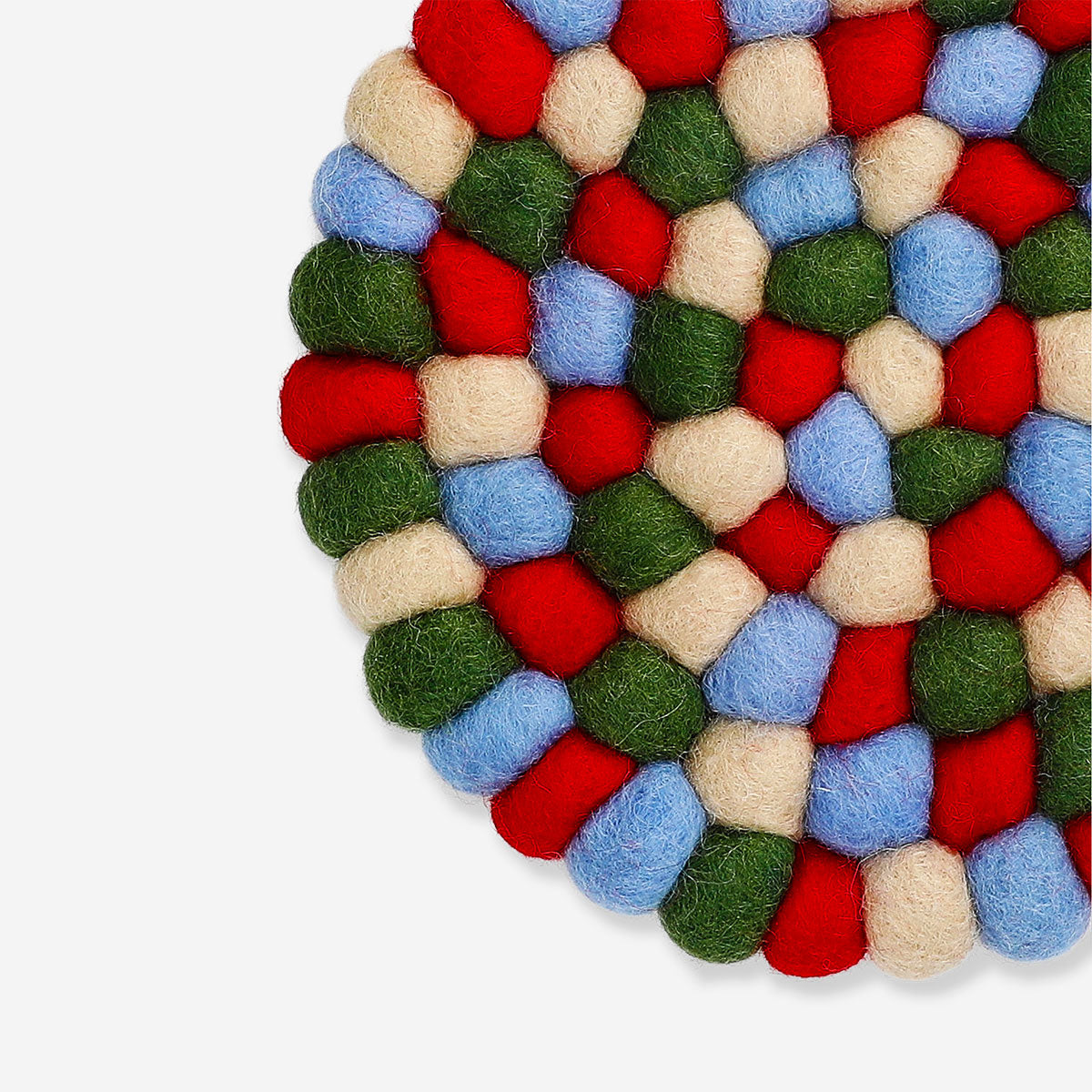 Colorful wool trivet in mixed colors, 19 cm kitchen accessory by Flying Tiger Copenhagen, ideal for protecting surfaces.