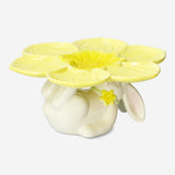 Flower cake stand with white bunny - 24 cm