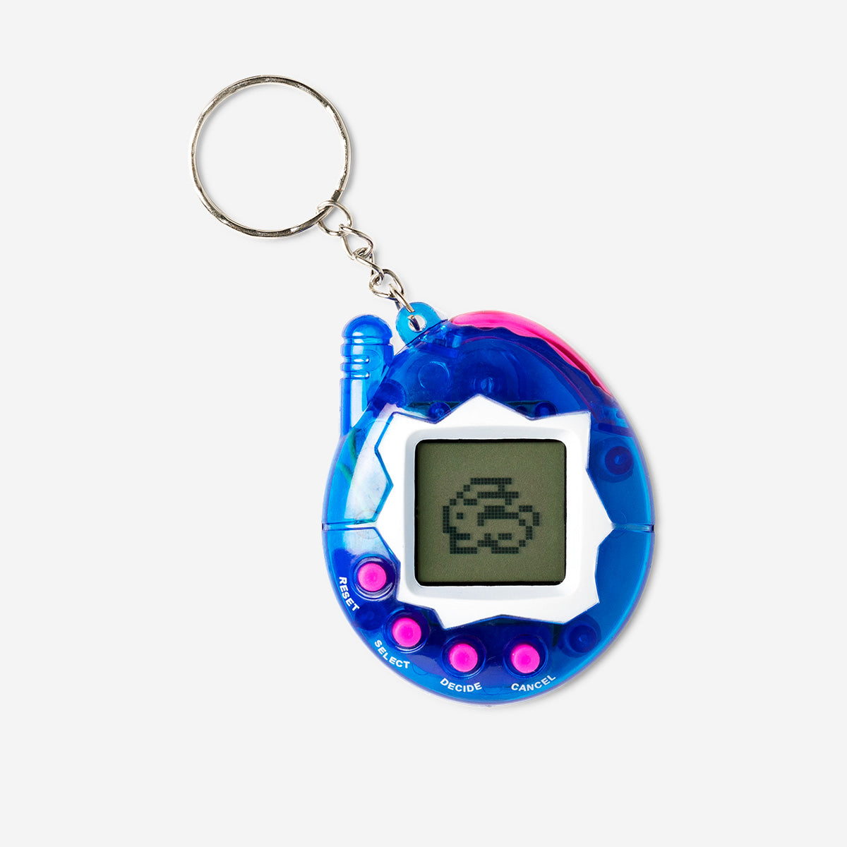 Blue digital pet key ring gadget from Flying Tiger Copenhagen, featuring a colorful, playful design with a digital screen.