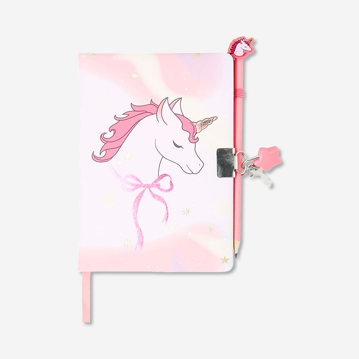 Flying Tiger Copenhagen unicorn office diary with lock, featuring colorful unicorn design and secure locking mechanism.