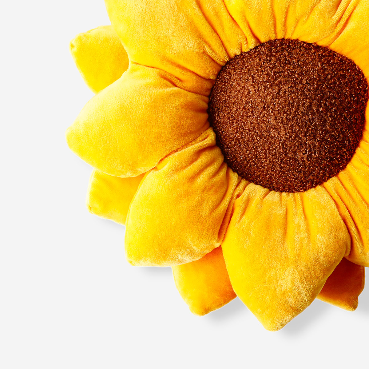 Yellow sunflower cushion from Flying Tiger Copenhagen, 39 cm, with vibrant sunflower design, perfect for home decor.
