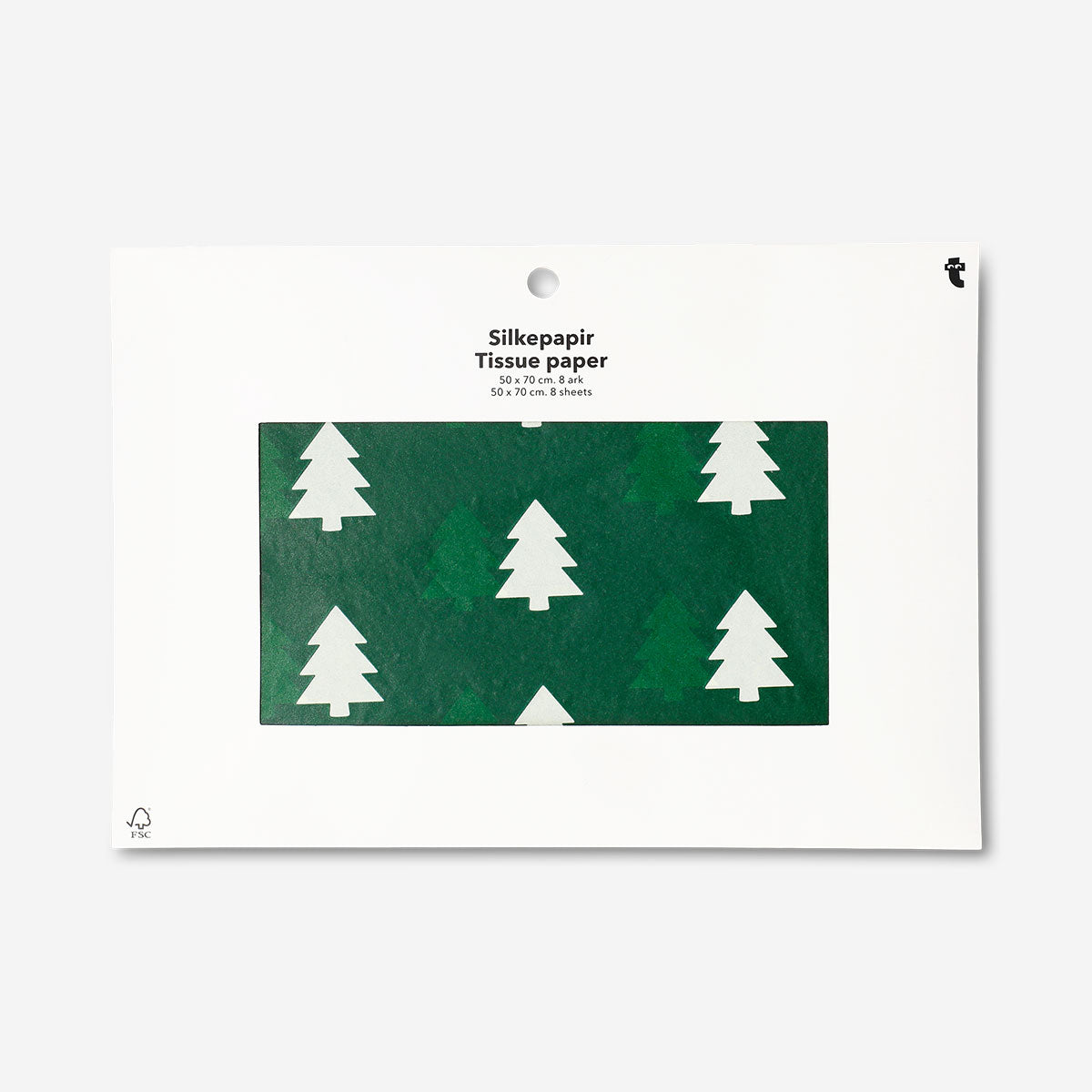 Office tissue paper with Christmas tree pattern by Flying Tiger Copenhagen, 70x50 cm, featuring festive holiday tree designs.