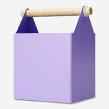 Purple metal desk organiser for office use, with compartments for stationery and supplies, by Flying Tiger Copenhagen.