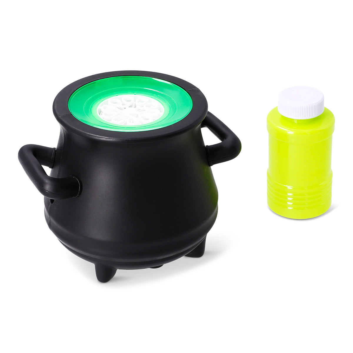 Flying Tiger Copenhagen soap bubble machine shaped like a black cauldron, a fun toy for creating colorful bubbles.