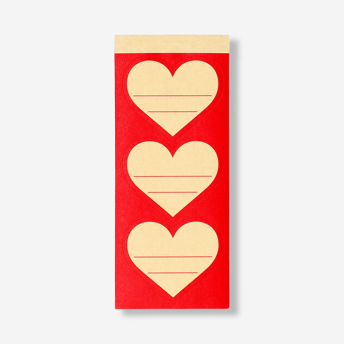 Set of 15 adhesive heart gift tags from Flying Tiger Copenhagen, suitable for office gift wrapping and decorations.