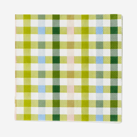 Napkins with green checks - 16 pcs