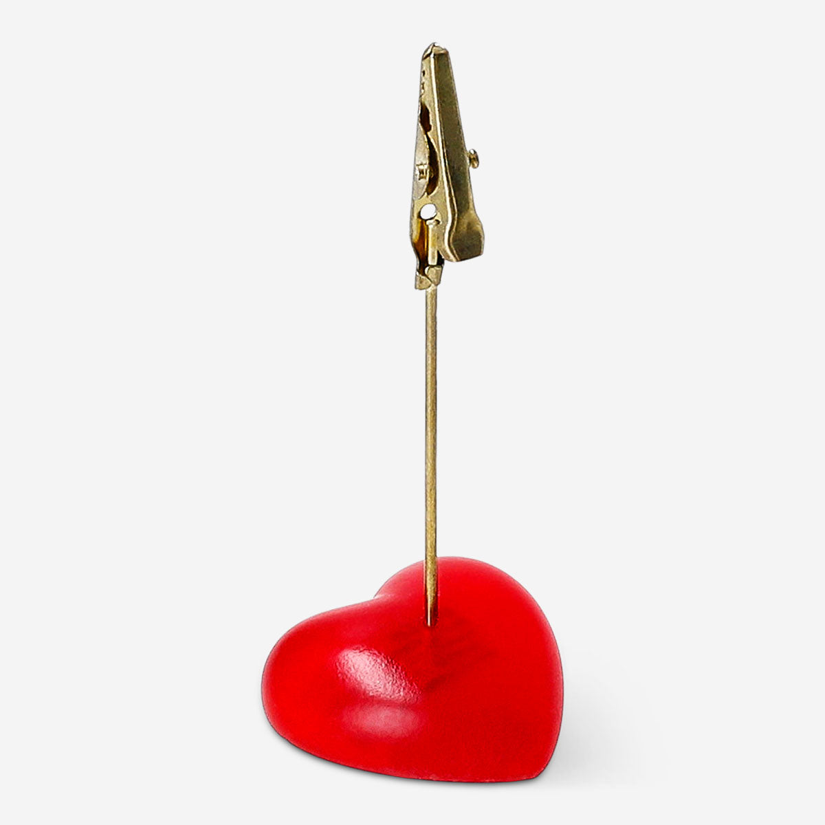 Red heart-shaped memo holder from Flying Tiger Copenhagen, 9 cm, designed for home organization and note holding.