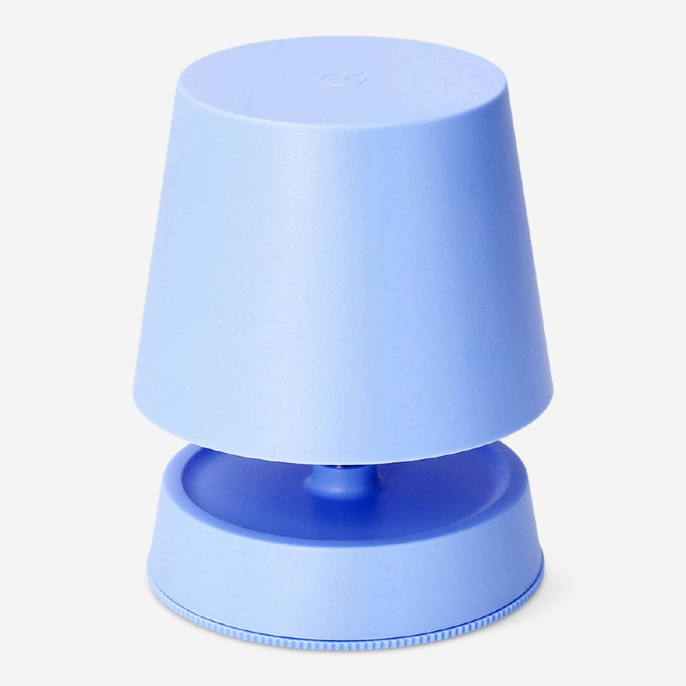 Blue outdoor cozy lamp by Flying Tiger Copenhagen with three adjustable light settings, perfect for garden or patio lighting.