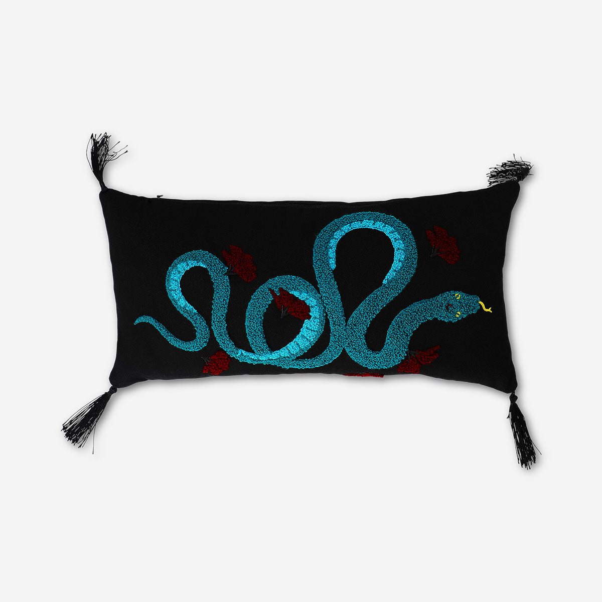 Flying Tiger Copenhagen snake print cushion, 20x40 cm, soft fabric with stylish snake pattern for home decor.