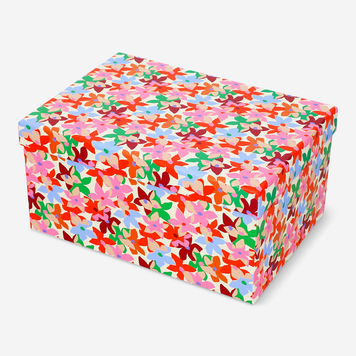 Flying Tiger Copenhagen storage box with geometric print, 17x24 inches, ideal for home organization and stylish storage.