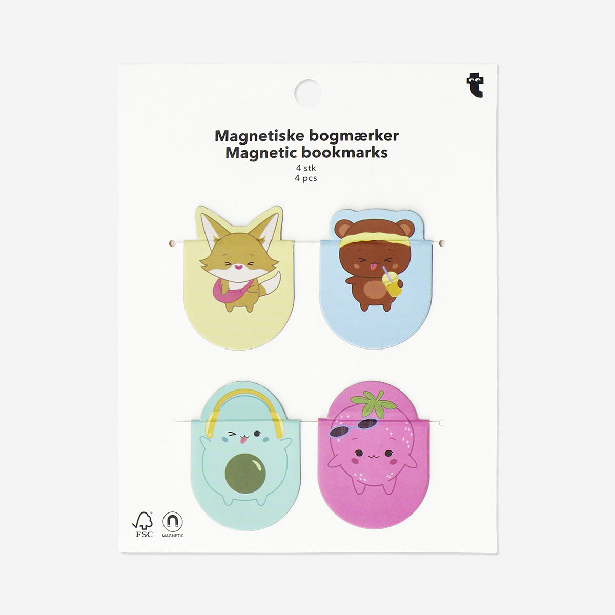 Magnetische bladwijzers met fruit en dieren - 4 stuks