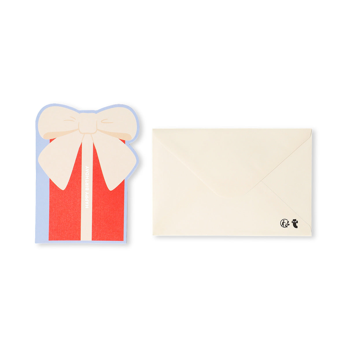 Flying Tiger Copenhagen pop-up birthday card featuring colorful office-themed design with a gift illustration inside.