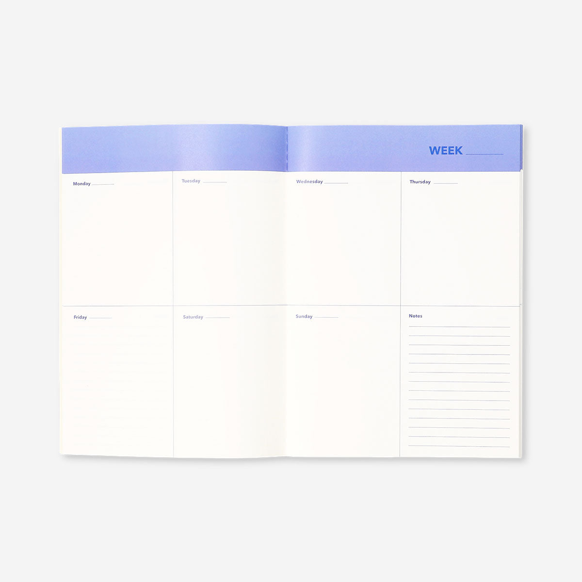 Blue floral weekly planner from Flying Tiger Copenhagen with B5 size, ideal for office organization and scheduling.