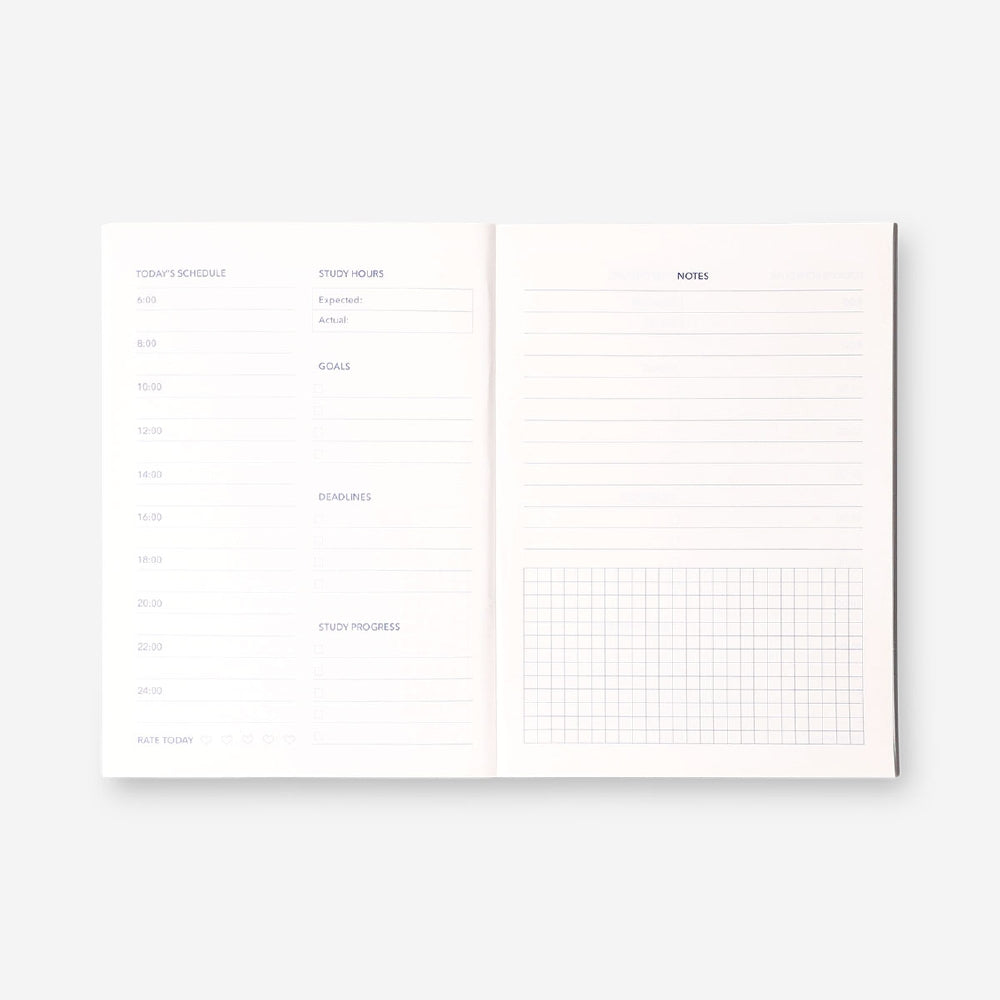 Flying Tiger Copenhagen gradient weekly study planner with colorful pages and spiral binding for organized office planning.