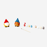 DIY Christmas elves hobby kit by Flying Tiger Copenhagen featuring colorful elf figurines and crafting supplies.