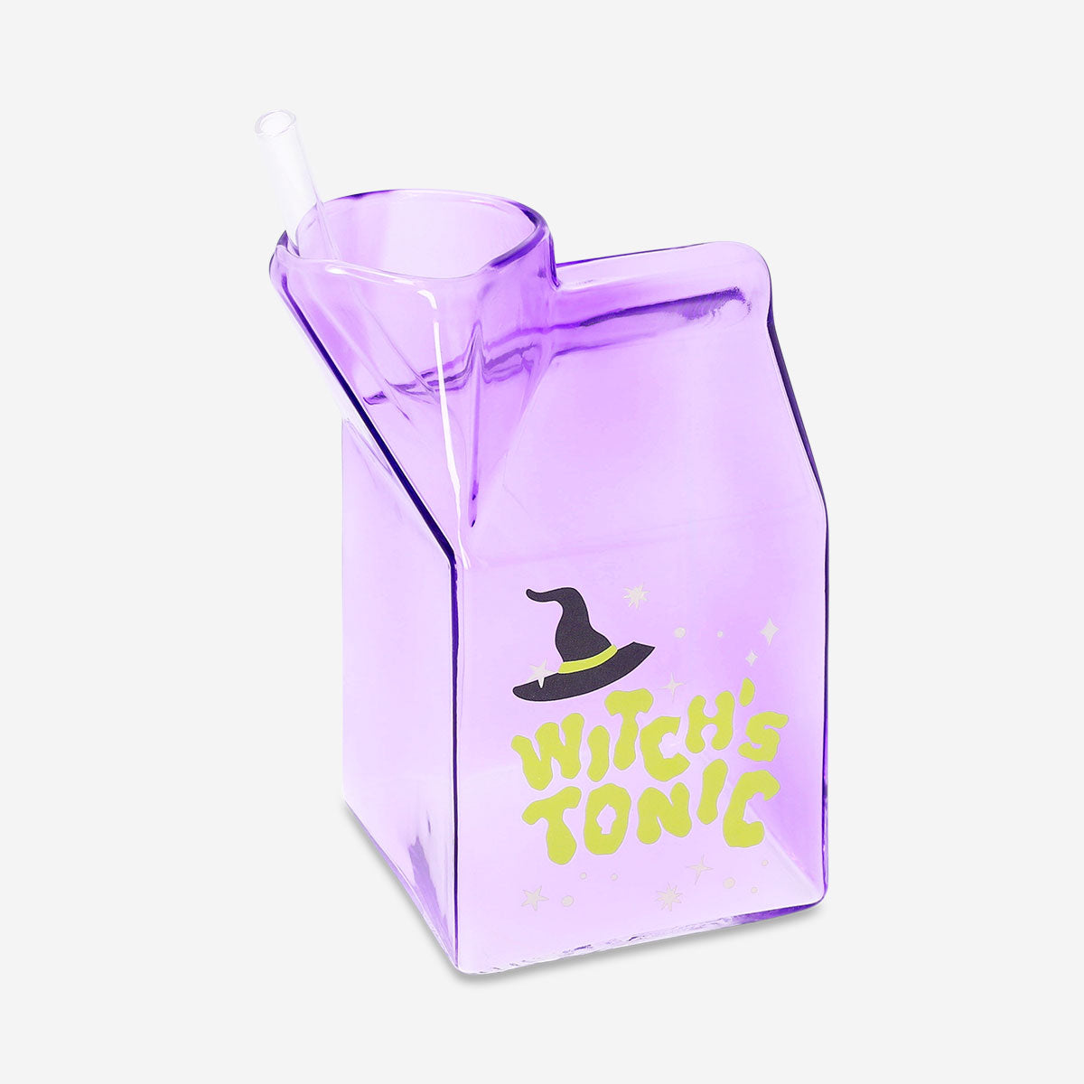 Glass milk carton with straw, 530 ml, from Flying Tiger Copenhagen, kitchen glassware for beverages.