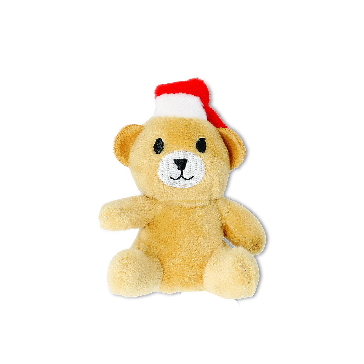 Mini teddy bear plush toy from Flying Tiger Copenhagen in a box, soft and cuddly with detailed fur and cute facial features.