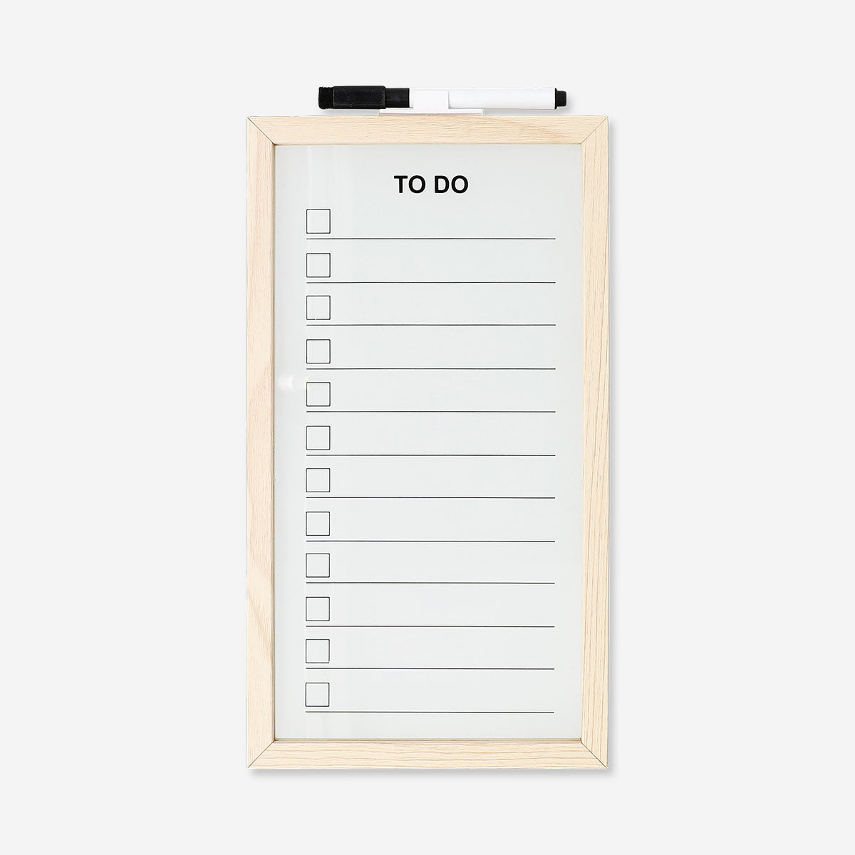 Wood-framed Flying Tiger Copenhagen office planner board with marker for organizing and note-taking.