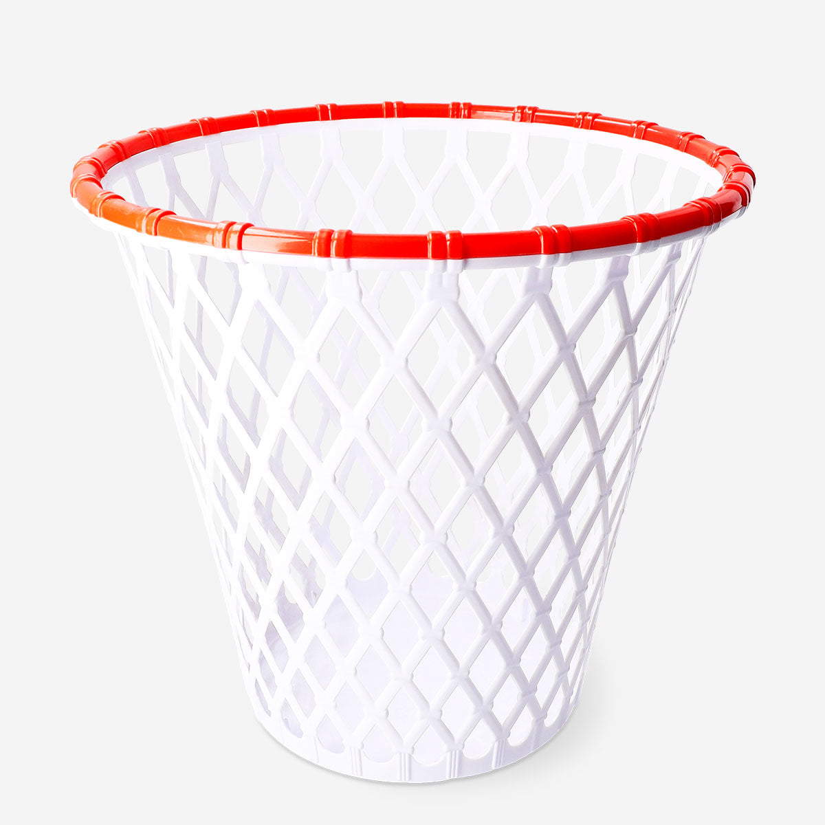 Office basketball hoop bin by Flying Tiger Copenhagen, 34 cm plastic bin with basketball hoop design for desk organization.