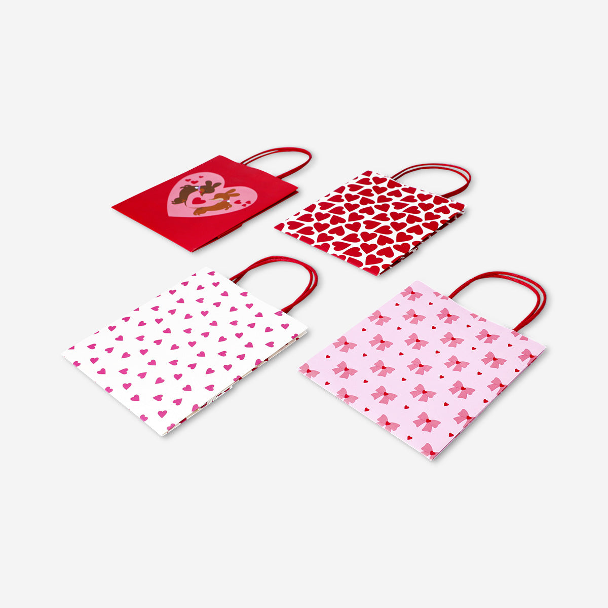 Gift bags with hearts - 4 pcs