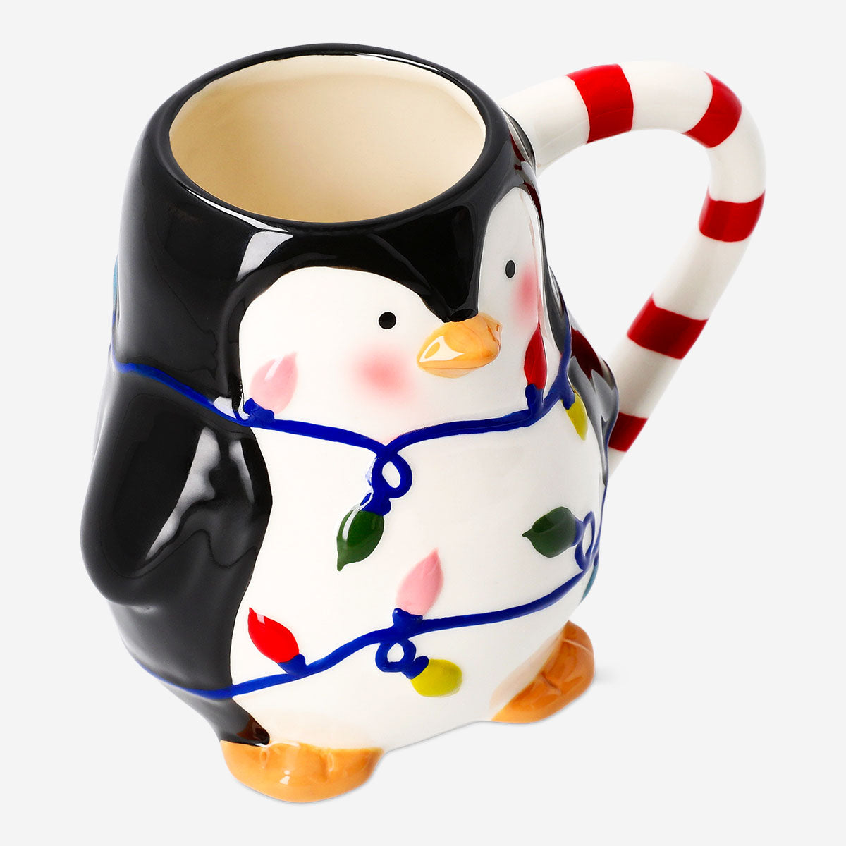 Flying Tiger Copenhagen penguin mug, 500 ml kitchen ceramic cup with penguin design, perfect for hot beverages.