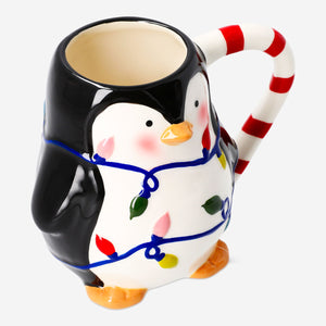 Flying Tiger Copenhagen penguin mug, 500 ml kitchen ceramic cup with penguin design, perfect for hot beverages.