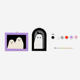 DIY wooden ghost craft with painted details, perfect for hobbies, by Flying Tiger Copenhagen