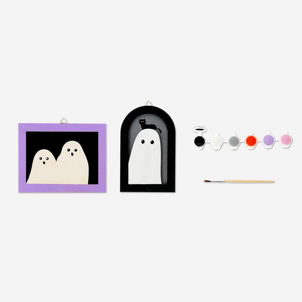 DIY wooden ghost craft with painted details, perfect for hobbies, by Flying Tiger Copenhagen