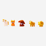 Colorful mini toy pets from Flying Tiger Copenhagen Collectable Surprise series, featuring small, adorable animal figures.