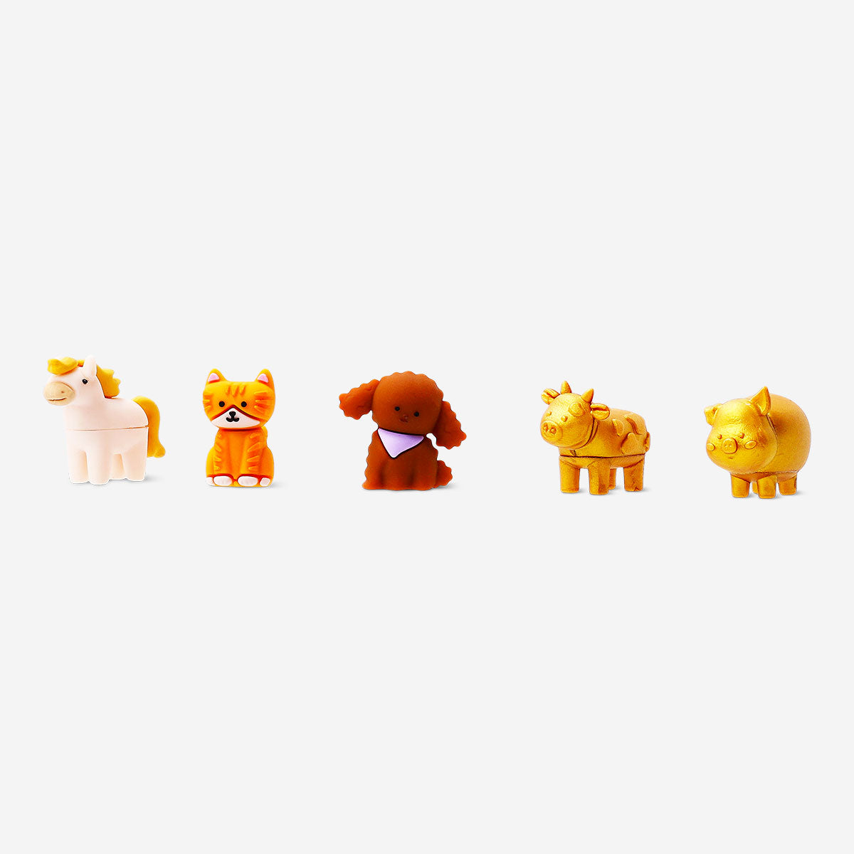 Colorful mini toy pets from Flying Tiger Copenhagen Collectable Surprise series, featuring small, adorable animal figures.